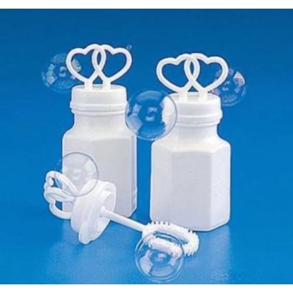 24 Double Heart Bottles Bubble Bubbles Wedding Party Favors Fast Free Shipping