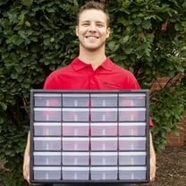 24-Drawer Plastic Drawer Storage Cabinet - 20" W x 6" D x 16" H, Black