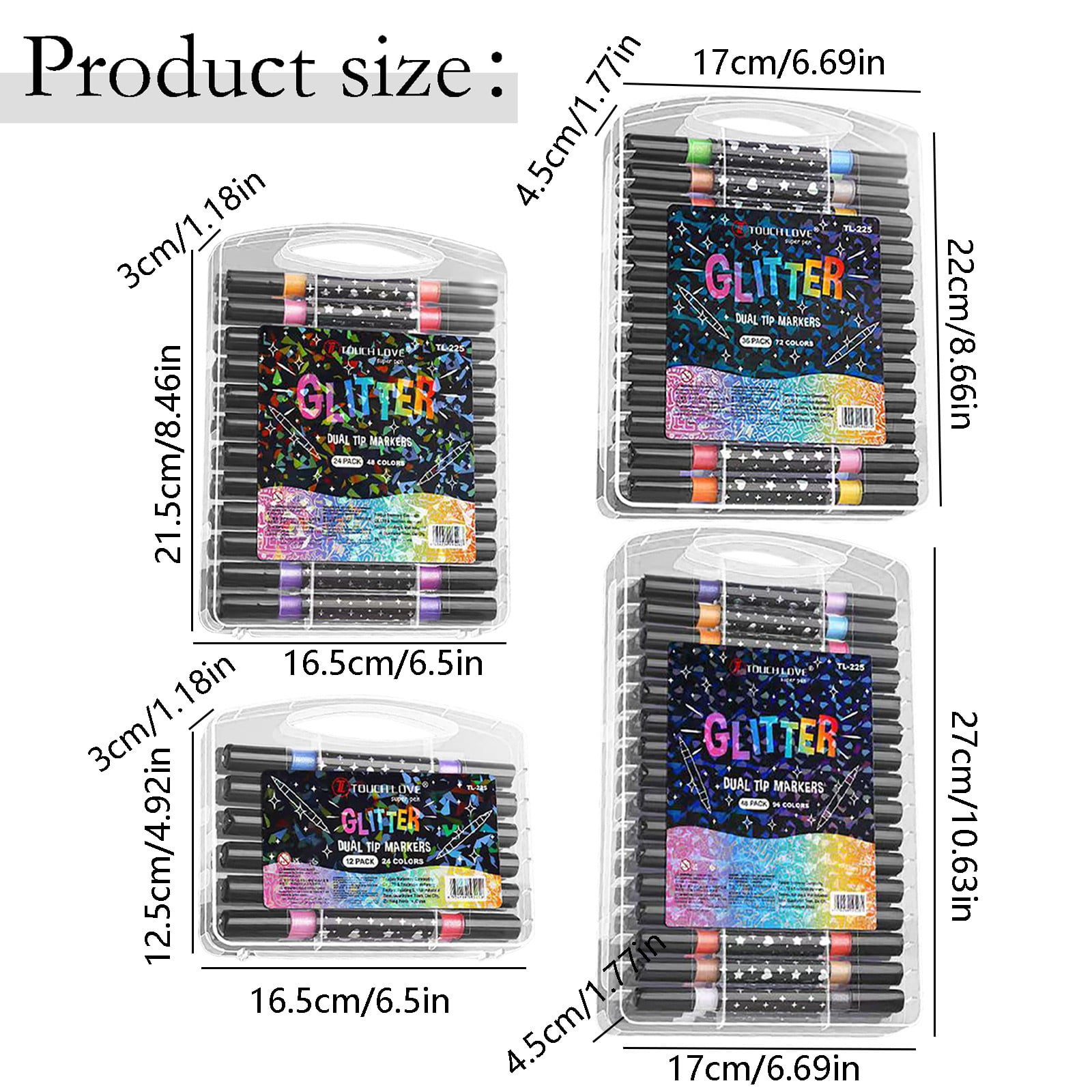 24 Dual-Ended Flash Pens Colors Tip Glitter Gel Pen Set Upgrade Fiber Tips Smooth Paint Markers Pen for Adults Coloring Metallic Glitter Markers for Diy Crafts Christmas Cards Making 10Ml