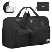 Travel Duffle Bag for Women Men, Foldable Weekender Bags Carry on Gym Bag with Wet Pocket/Adjustable Strap/Shoe Compartment, Waterproof Overnight Tote Bag for P