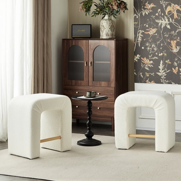 24'' Durable Boucle Bar Stools in Grey / Easy to Clean for Dining Use