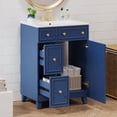 thumbnail image 1 of 24" Durable Compact Freestanding Cabinet, Bathroom Storage Unit with Soft Close Door, Modern Small Bathroom Vanity with Storage for Bathroom, Blue, 1 of 9