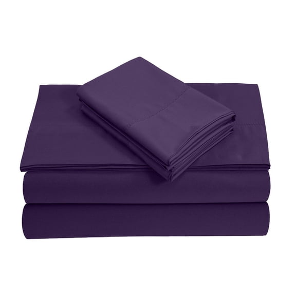 24" EXTRA DEEP POCKETS - 700-Thread Count 100% Egyptian Cotton Full Sheet Set, 4PC (1 Flat, 1 Fitted, 2 Pillowcases) Long Staple Cotton, 700-TC Pure Cotton - Full, Plum