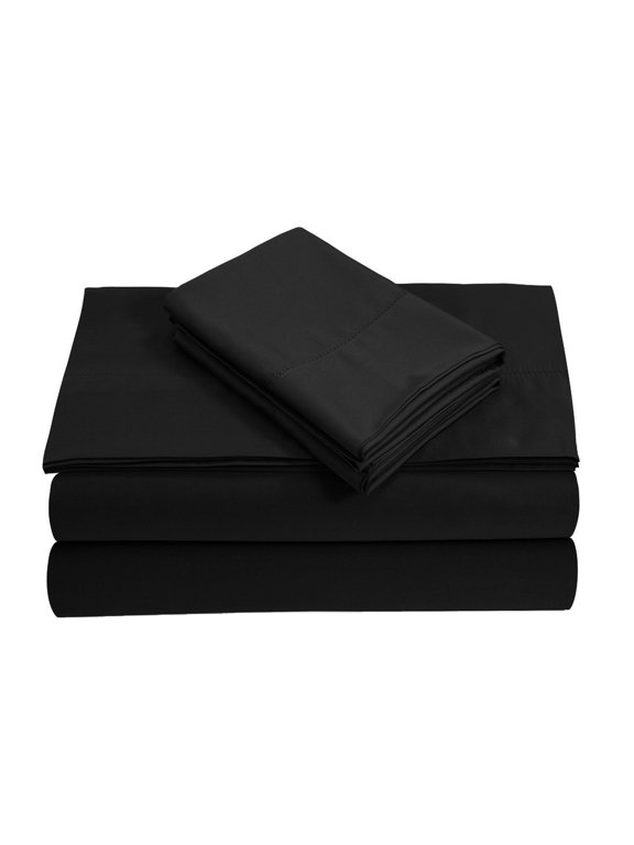 24" EXTRA DEEP POCKETS - 700-Thread Count 100% Egyptian Cotton Full Sheet Set, 4PC (1 Flat, 1 Fitted, 2 Pillowcases) Long Staple Cotton, 700-TC Pure Cotton - Full, Black