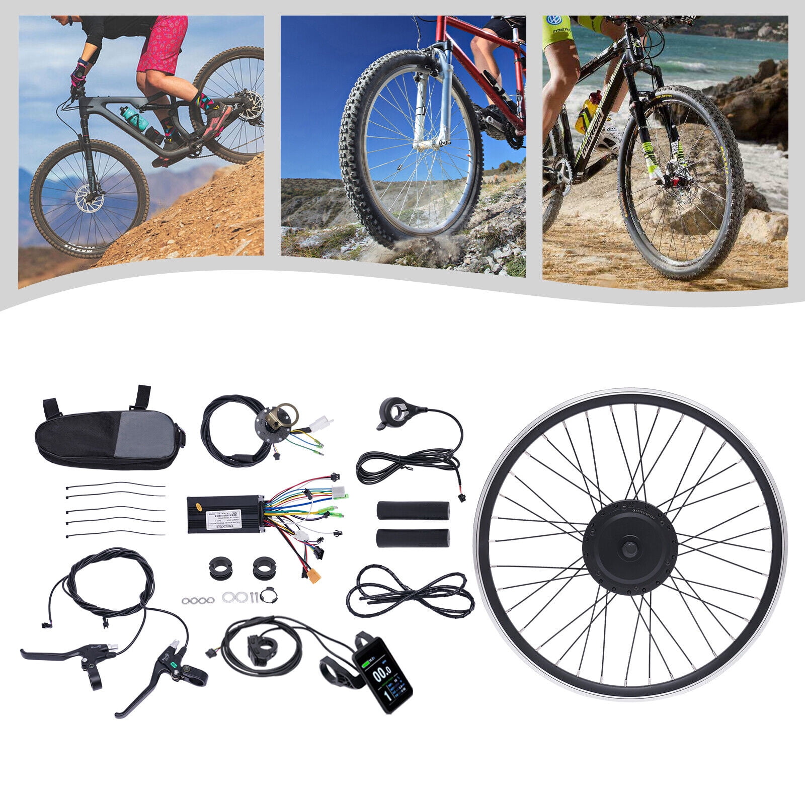 24" Ebike Front Wheel Electric Bicycle Hub Motor Conversion Kit 36V LCD 500W