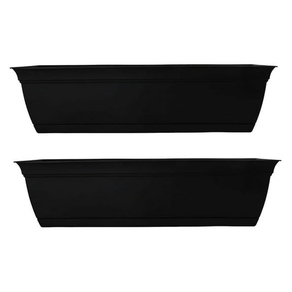 24" Eclipse Plastic Window Box 7.76"x24"x6.57", Black (2 Pack)