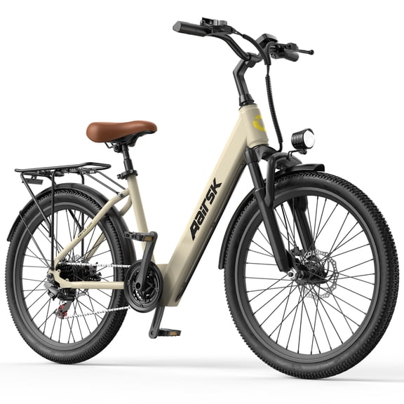 24" Electric Bike, 748W Motor 22Mph, 36V 13Ah Battery Up to 40-Mile Range, Dual 5 Pedal-Assist Levels & 7-Speed, Front Suspension, City E-Bike for Adults, Step-Thru Commuter E-Bike