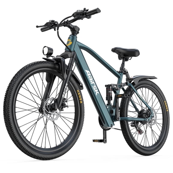 24" Electric Bike for Adults, 748W Peak Brushless Motor, up to 40Miles, 22mph Max Speed Electric Mountain Bike, 36V 10Ah 468WH Battery Ebike with NFC, 7-Speed and Front Suspension