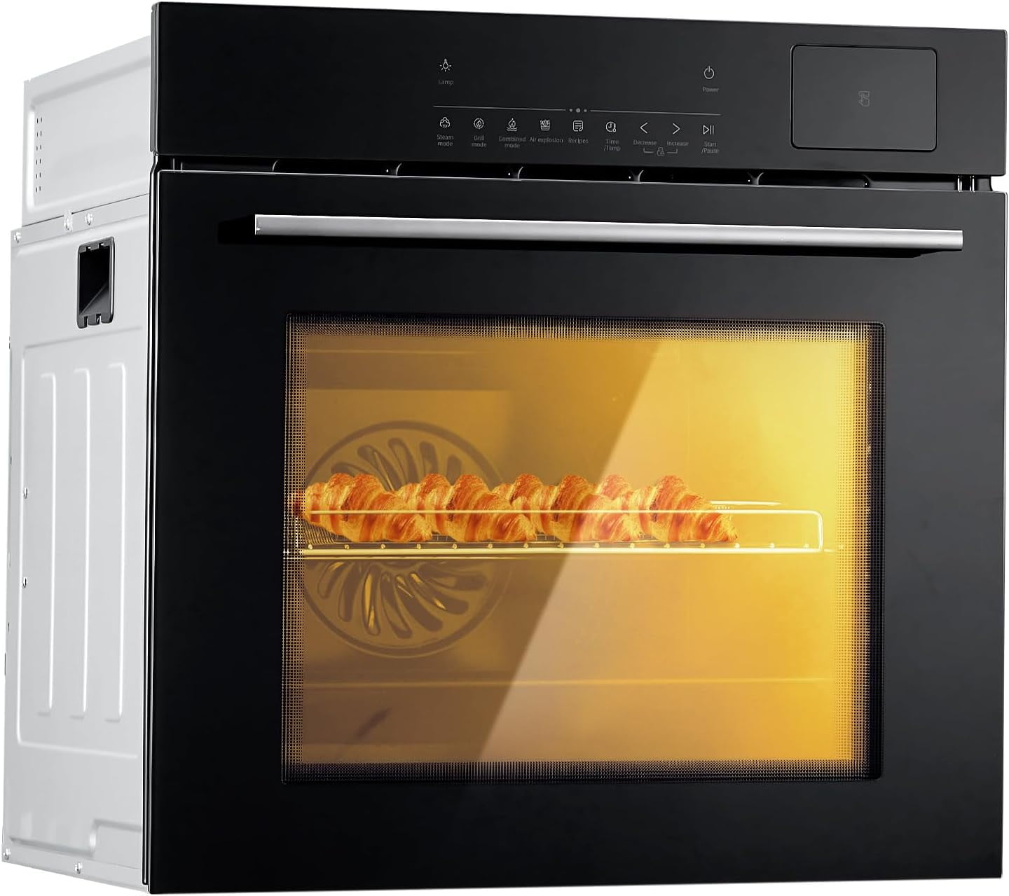 24" Electric Single Wall Oven, 2.5Cu.ft with 8 Baking Modes, 70L Electric Convection Oven, with Air Frying Function, 3000w, 3D Surround Heating with Double-Layered Glass Door, Timer, Touch Control