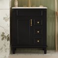 thumbnail image 1 of 24" Elegant French Compact Freestanding Cabinet, Bathroom Storage Unit with Adjustable Shelf, Modern Small Bathroom Vanity with Ceramic Sink for Bathroom, Black, 1 of 9