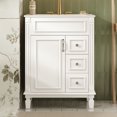 thumbnail image 1 of 24" Elegant French Compact Freestanding Cabinet, Bathroom Storage Unit with Adjustable Shelf, Modern Small Bathroom Vanity with Ceramic Sink for Bathroom, White, 1 of 9