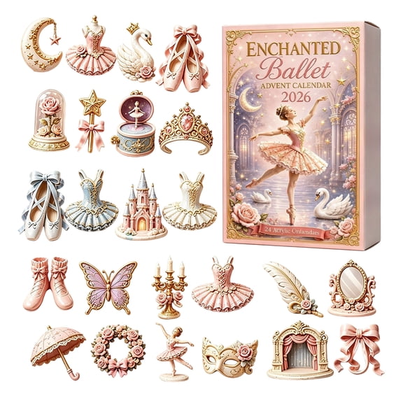 24 Enchanted Ballet Advent Calendar 2026, Collectible Acrylic Ornaments, Countdown Set with Dance Figurines Ballet Lovers