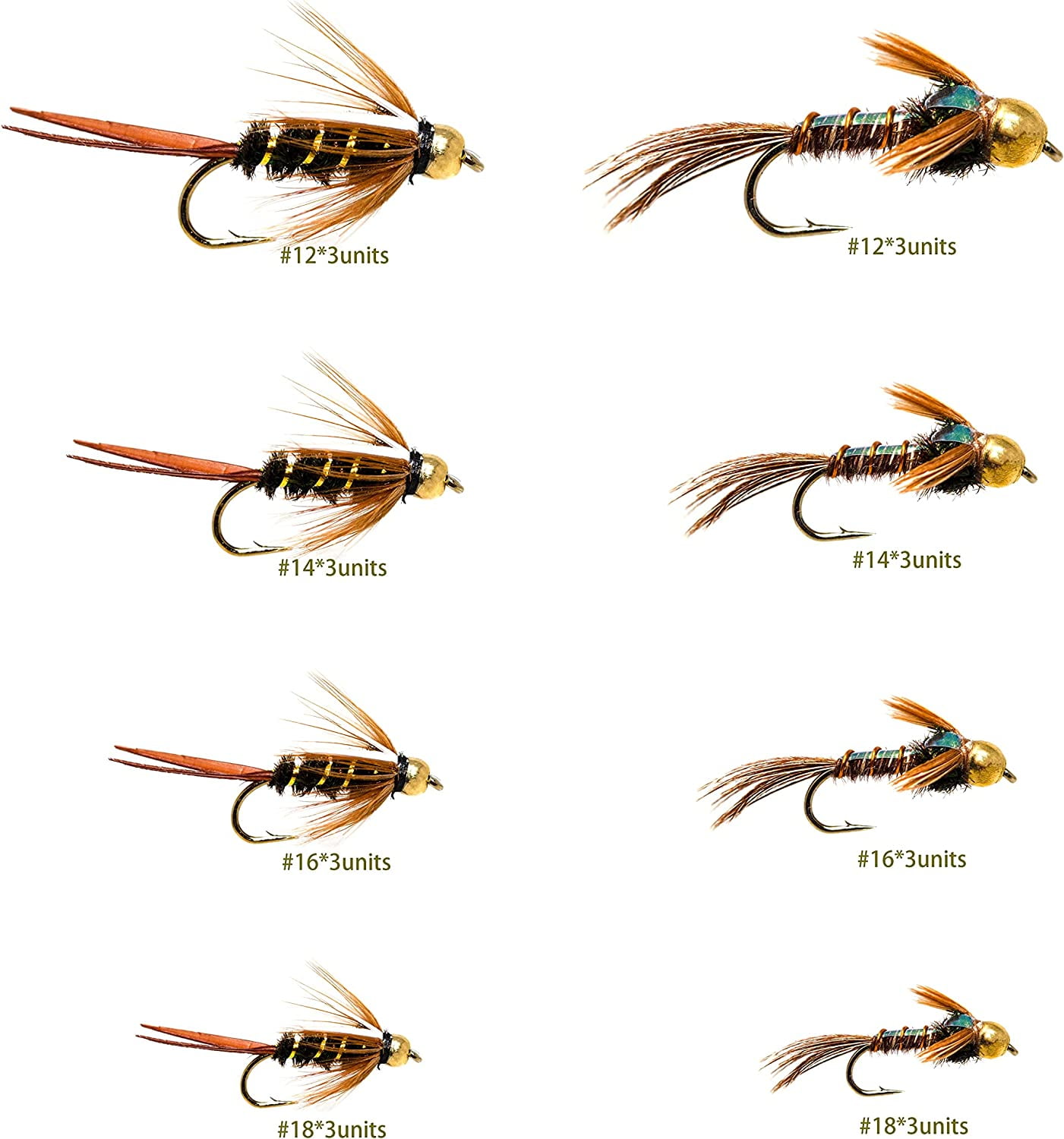 24 Realistic Caddis Dry Fly Fishing Assortment for Trout Fishing