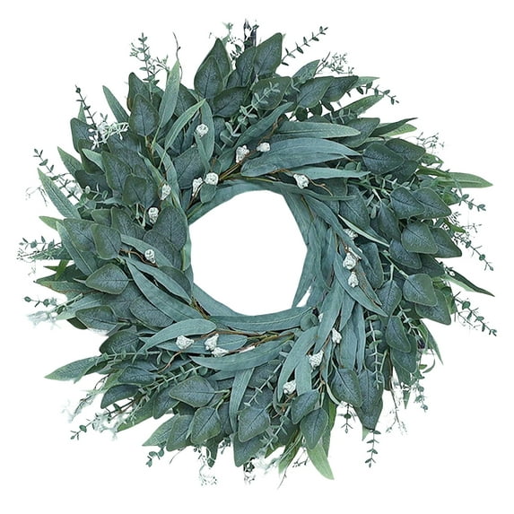 24" Eucalyptus Wreath for Front Door - Large Artificial Greenery Outdoor Wreath for Porch, Window, Farmhouse, Home, Holiday, Hanging Decor - Spring, Summer, Fall, All season