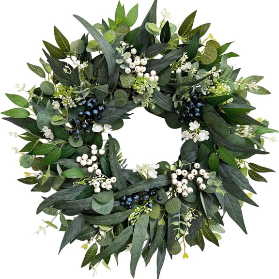 24'' Eucalyptus Wreaths for Front Door,Spring Summer Fall Winter Wreaths,Large Outdoor Greenery Wreaths for Porch,Wall,Holiday,Home Decor-Spring, Summer, Fall, Winter All Seasons