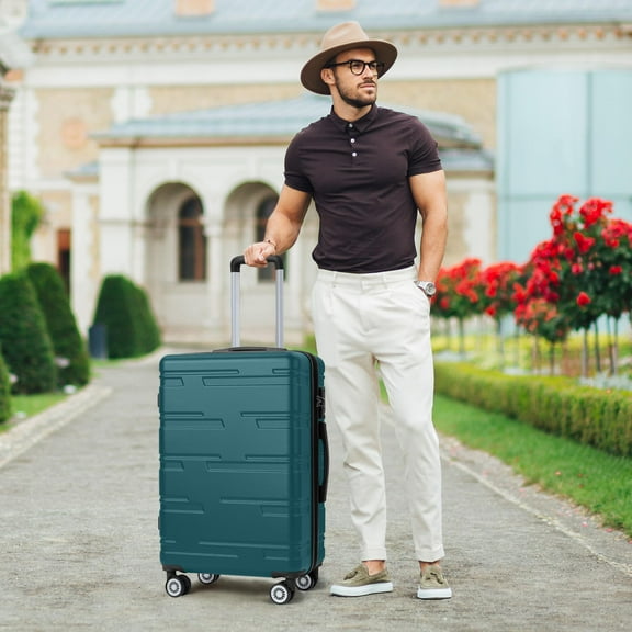 24" Expandable Hard Shell Carry On Luggage with No Noise Spinner Wheels, 77L ABS Hardside Carry On Suitcase with TSA Lock, Lightweight Hardshell Suitcase with Adjusts in 3 Stages for Trips, Vacations