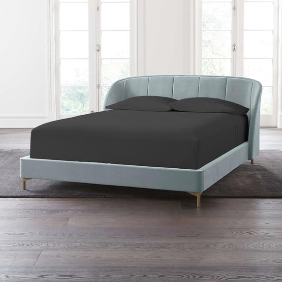 24" Extra Deep Pockets - King Fitted Sheet with 2 Pillowcases (3-PC) Set - 700-Thread-Count 100% Egyptian Cotton, Soft Breathable - Dark Grey