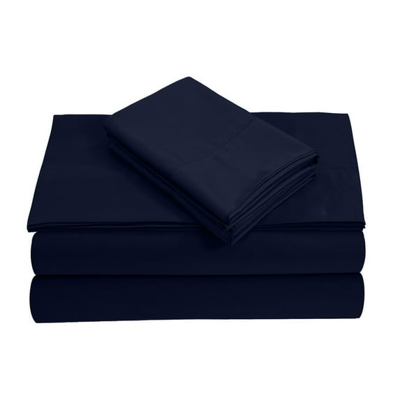 24" Extra Deep Pockets - Split King Fitted Sheets with 2 Pillowcases (4-PC) Set for Adjustable Bed - 800-Thread-Count 100% Egyptian Cotton - Navy Blue