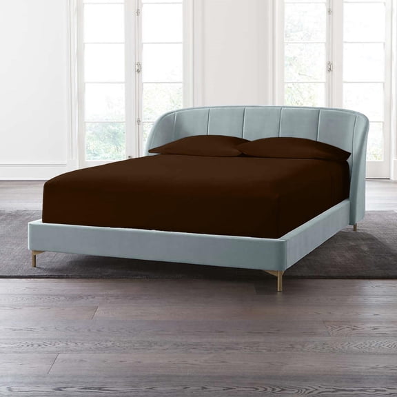 24" Extra Deep Pockets - Twin Fitted Sheet with 2 Pillowcases (3-PC) Set - 700-Thread-Count 100% Egyptian Cotton, Soft Breathable - Chocolate
