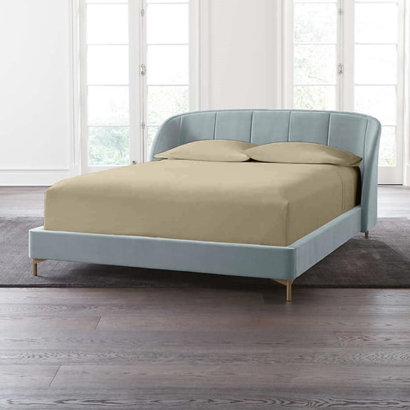 24" Extra Deep Pockets - Twin Fitted Sheet with 2 Pillowcases (3-PC) Set - 700-Thread-Count 100% Egyptian Cotton, Soft Breathable - Taupe