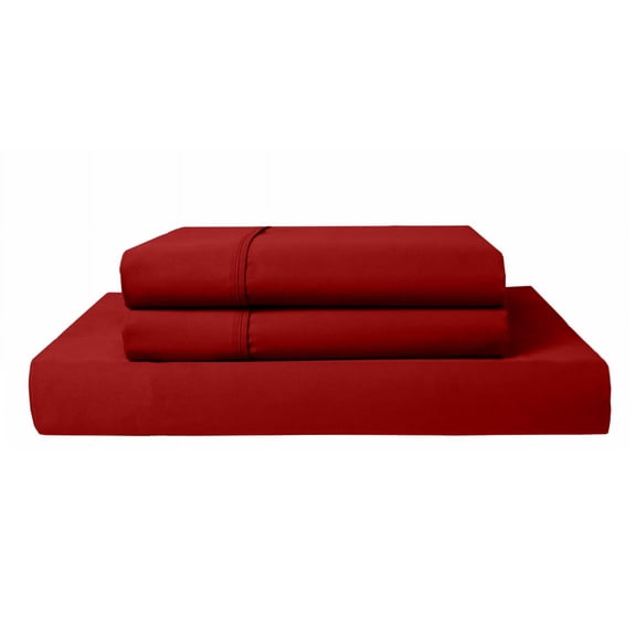 24" Extra Deep Pockets - Twin Fitted Sheet with 2 Pillowcases (3-PC) Set - 800-Thread-Count 100% Egyptian Cotton, Soft Breathable - Burgundy