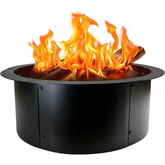 24" Extra Thickened Galvanized Fire Ring for Outside Wood Burning, Heavy-Duty Above- and In-ground Fire Pit Ring,Perfect Accessory for Backyard Garden and Family Gatherings