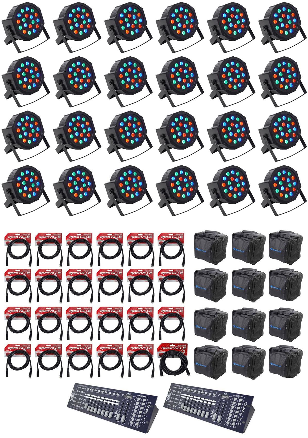 (24) FARENHEIT FHB-118 LED RGB DMX LED PAR Wash Lights+Controller+24 ...