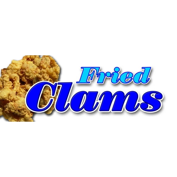 24" FRIED CLAMS DECAL sticker fry clam seafood shell fish bake sea food littleneck