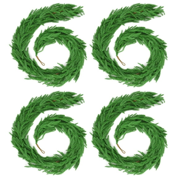 24 FT (4 * 6FT) Christmas Norfolk Pine Garland Real Touch Dense Faux