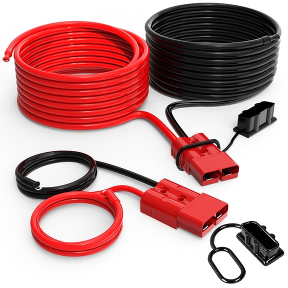 24 FT 4 Gauge 4 AWG Winch Wiring Kit, Heavy Duty Copper Winch Power Cable with Quick Disconnect Connector for Towing and Off Road Winch Accessories
