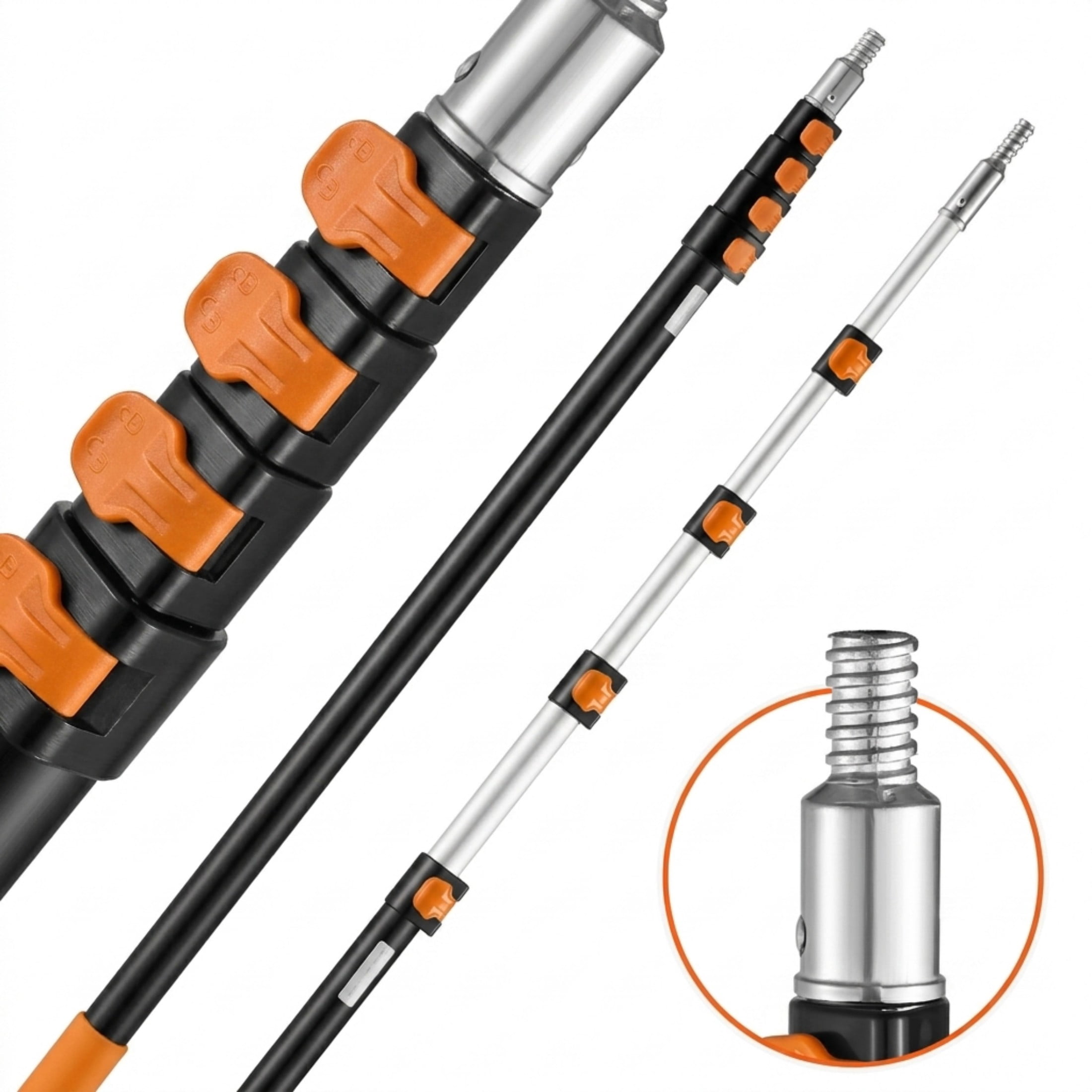 24 FT Extension Pole, 6-24 FT Aluminum Telescoping Multi-Purpose Pole ...