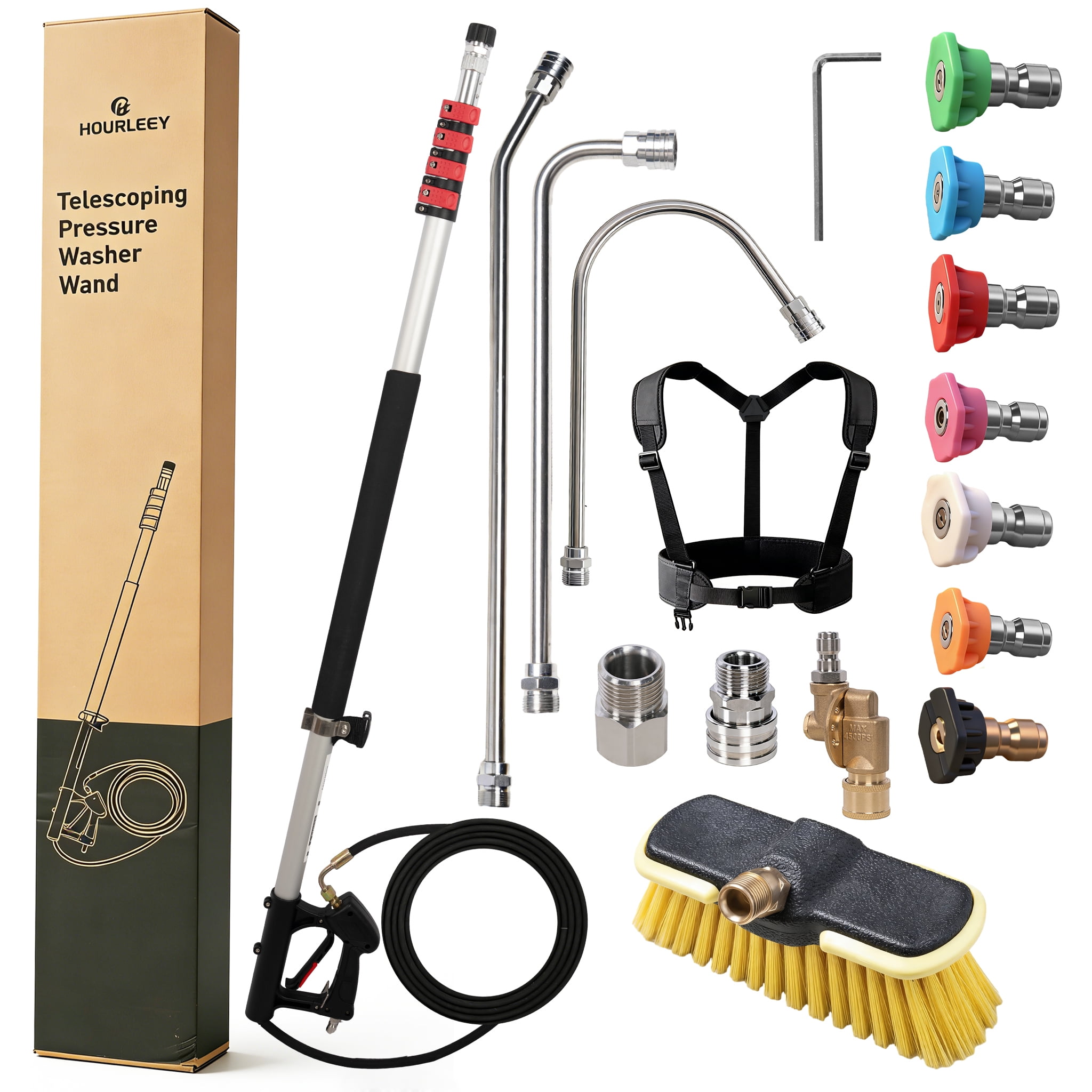 24 FT Telescoping Pressure Washer Wand, Power Washer Extension Wand