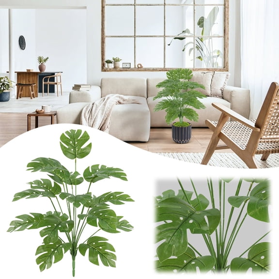 24" Fake Plant Artificial Monstera for Room Decor, Faux Potted Plants Indoor for Home Living Bedroom Aesthetic Farmhouse Dorm Office Classroom and Outdoor Garden Porch Balcony Decor(No Pot)