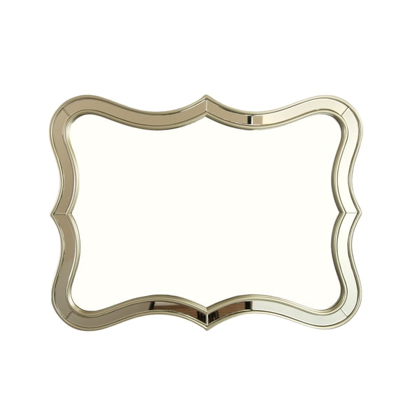 24'' Fleuron Mirror, Wave-shape PU Material Light Luxury Style Art Decorative Mirror with Golden Frame, Suitable for Bathroom, Bedroom, Living Room, Corridor, Entryway, etc.
