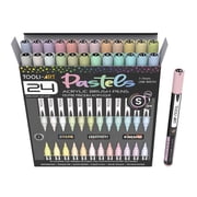24 Flexible Brush Tip Acrylic Paint Pens Markers Set 1-7mmPASTEL - Not for paper