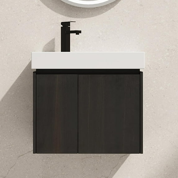 24" Floating Bathroom Vanity with Sink, Modern Wall Mounted Bathroom Cabinet with Undermount Resin Sink, Single Small Bathroom Vanities, Bathroom Storage Vanity Set with Door, Soft-Close, Black