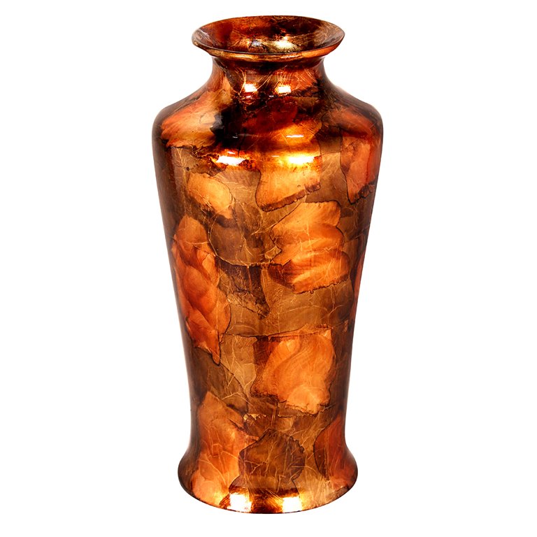 24 Foiled & Lacquered Ceramic Floor Vase - Ceramic, Lacquered In Copper,  Brown And Orange