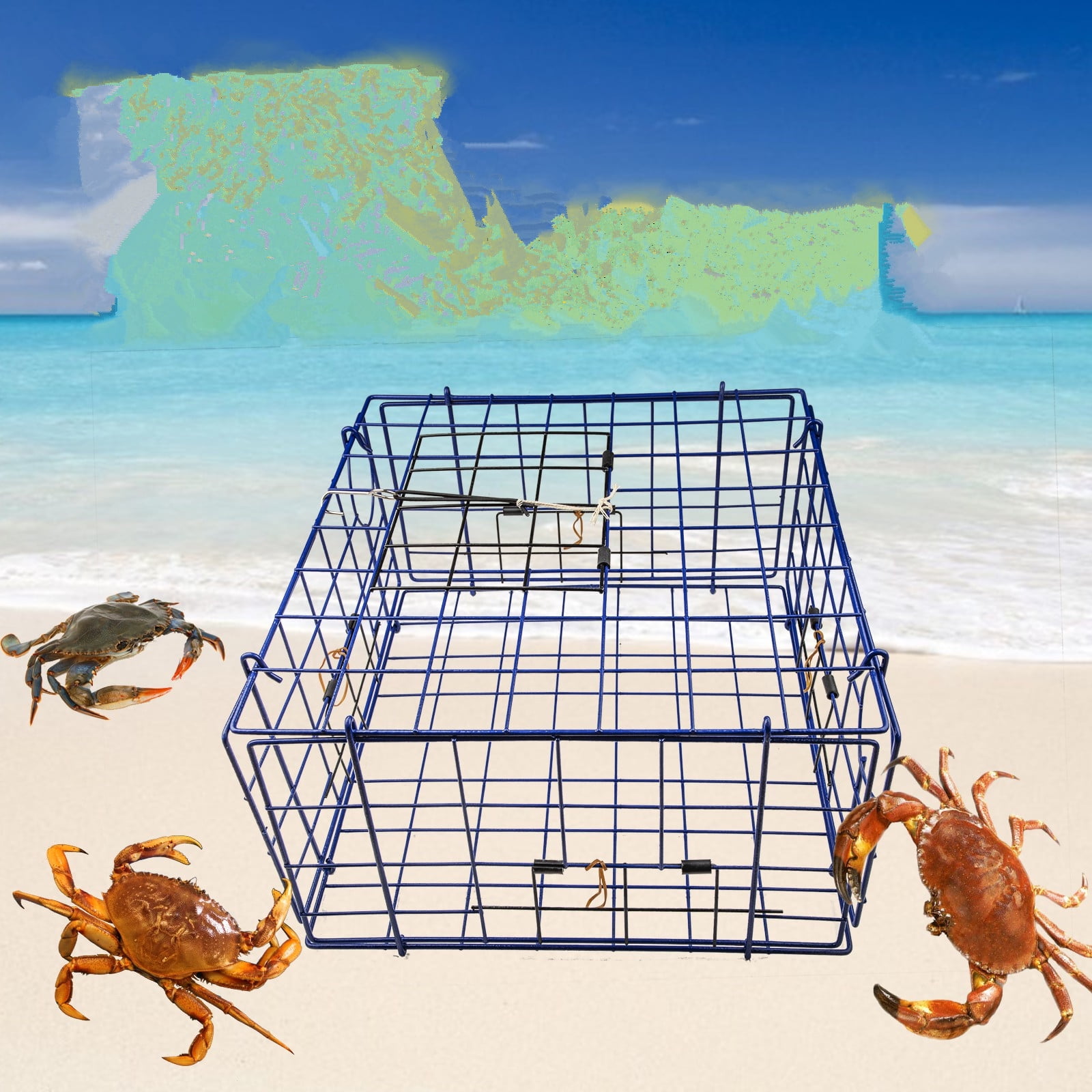 24 Fold-Up Pacific Coast Crab Trap  Vinyl-Coated Steel Wire, Foldable,  Easy Storage & Transport 
