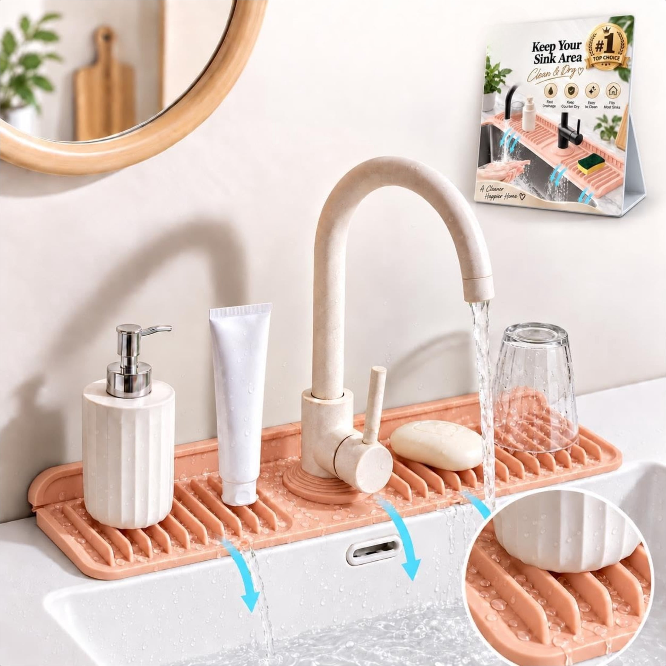 24''Folding Button Silicone Faucet Drain Pad, Professional Slope ...