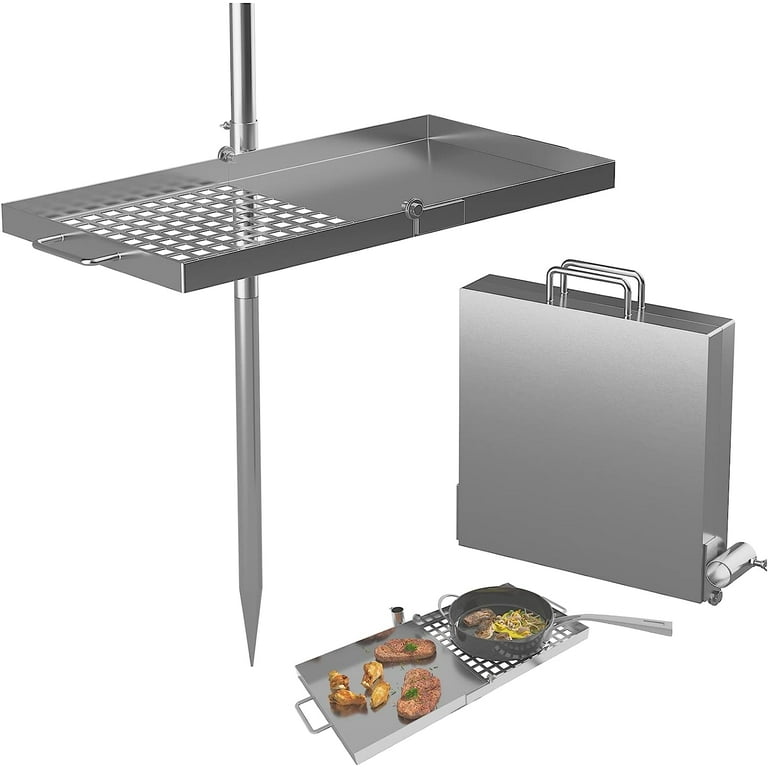 Fire Pit Grill,Portable Camping Grill，Campfire Grill，360 Degree Rotation  and Height Adjustable，Barbecue with Water Bottle Support Frame for Griddle  Plate BBQ，with Fire Clamp - Yahoo Shopping