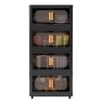 thumbnail image 1 of 24" Folding Storage Cabinet with Wheels, 4-Tier Collapsible Plastic Organizer with Magnetic Door, Portable Utility Storage Rack, Black, 1 of 9