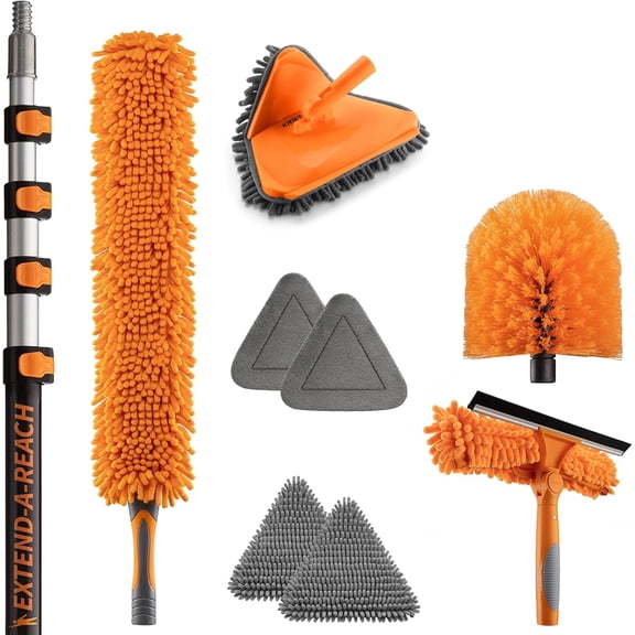 24 Foot High Reach Duster Kit with 18 Foot Telescopic Pole and Accessories