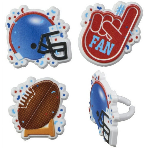 24 Football #1 Fan Plastic Cupcake Rings Topper Helmet