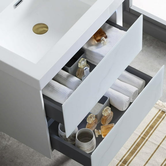 24" Freestanding Bathroom Vanity with Sink - Calacatta White