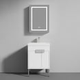 thumbnail image 1 of 24" Freestanding Bathroom Vanity with Sink & Mirror & Medicine Cabinet - Chrome Hardware - Matte White, 1 of 8