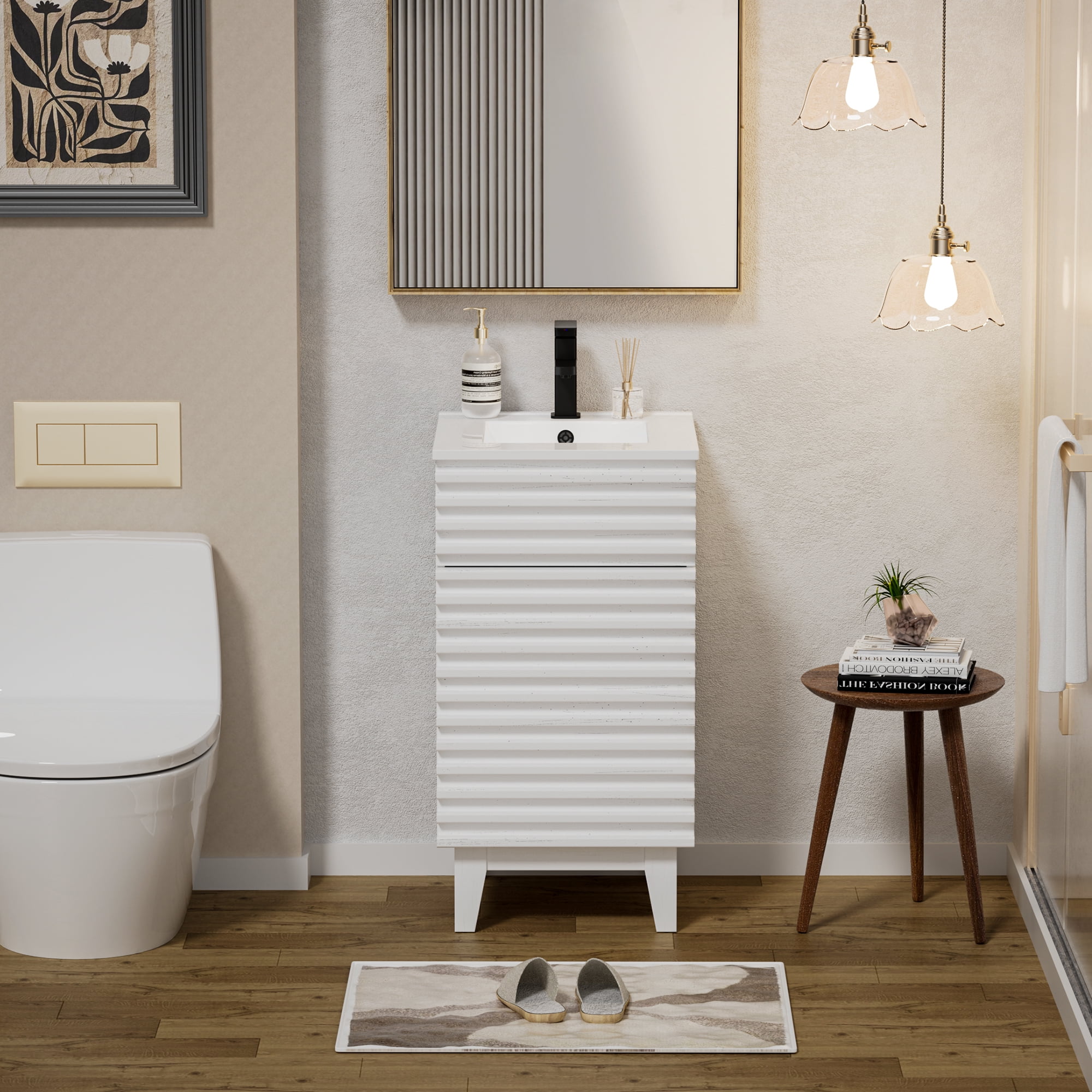 Eclife 24-Inch Freestanding Single Bathroom Vanity with Ceramic Top