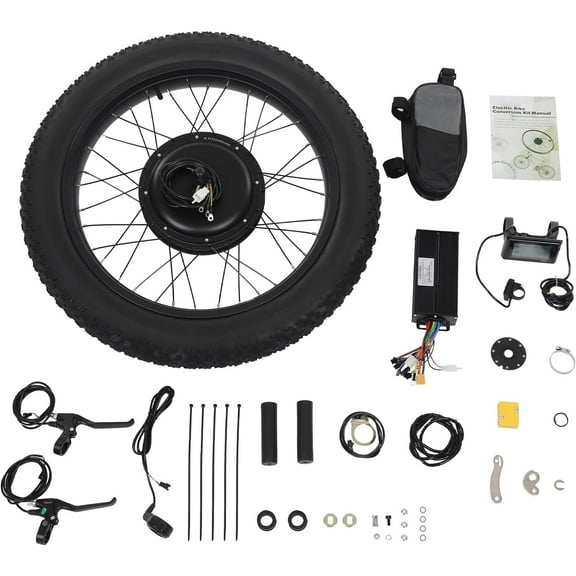 24" Front Wheel Electric Bicycle Conversion Kit, 48V 1500W Motor with LCD Display, Adjustable E-Bike Kit for Easy Front Wheel Conversion