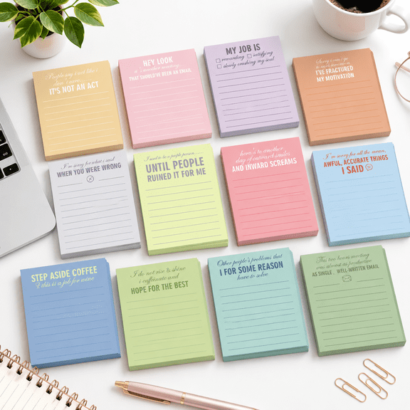 24 Funny Sticky Notepads With Sayings 12 Designs Lovely Style