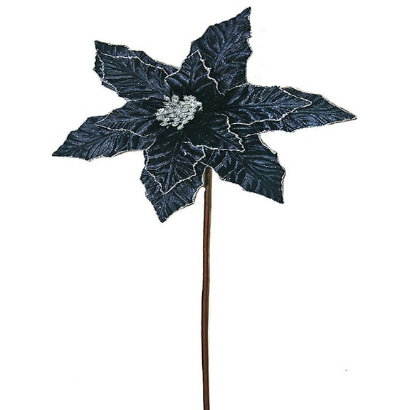 24" GLITTER EDGE VELVET POINSETTIA STEM