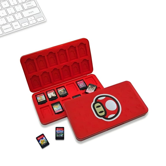 24 Game Card Case for Nintendo Switch , Portable Storage Holder Case for 24 Switch & Micro SD Cards, Mario